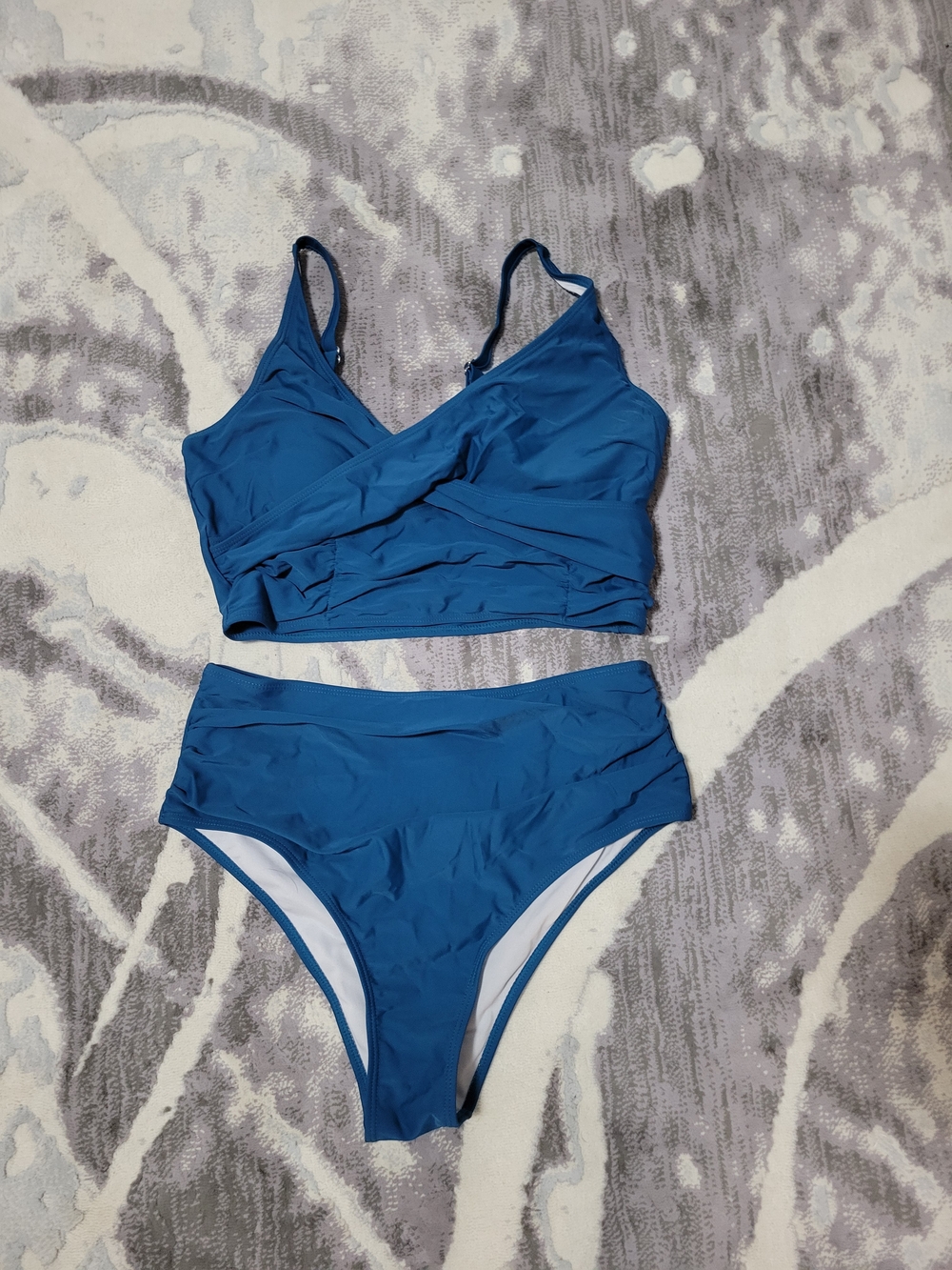 Blue High-Waist Tank Bikini Set - Women's Swim
